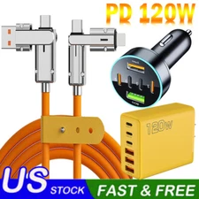 4-In-1 120W Super Fast Charging Cable Charger Data Cord Usb-C For iPhone Samsung