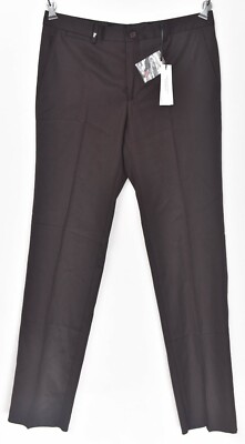 NWT VERSACE COLLECTION Burgundy Micro Striped Wool Slim Dress Pants 34 (EU 50)