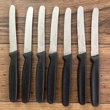 Vintage Washington Forge Steak Knife Set of 7 Plastic Handle - Inox Brazil