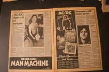 AC/DC 2 piece rock newspaper lot album ad and album review Powerage 1978