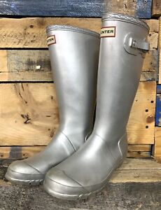 hunter silver rain boots
