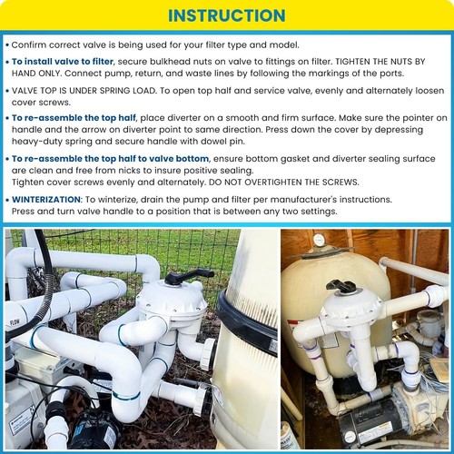 For Quad & Triton Pool/Spa D.E. & Sand Filters 2" HiFlow Multiport Valve 261050 - Picture 10 of 14