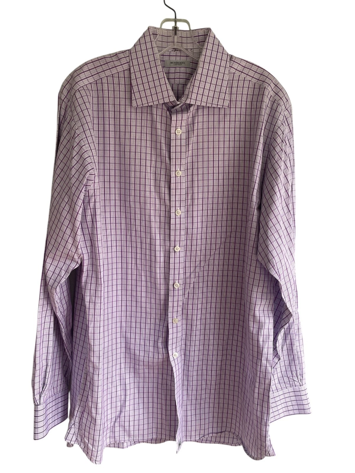 Camicia elegante uomo Burberrys Of London con bottoni viola finestra 16 1 2 40