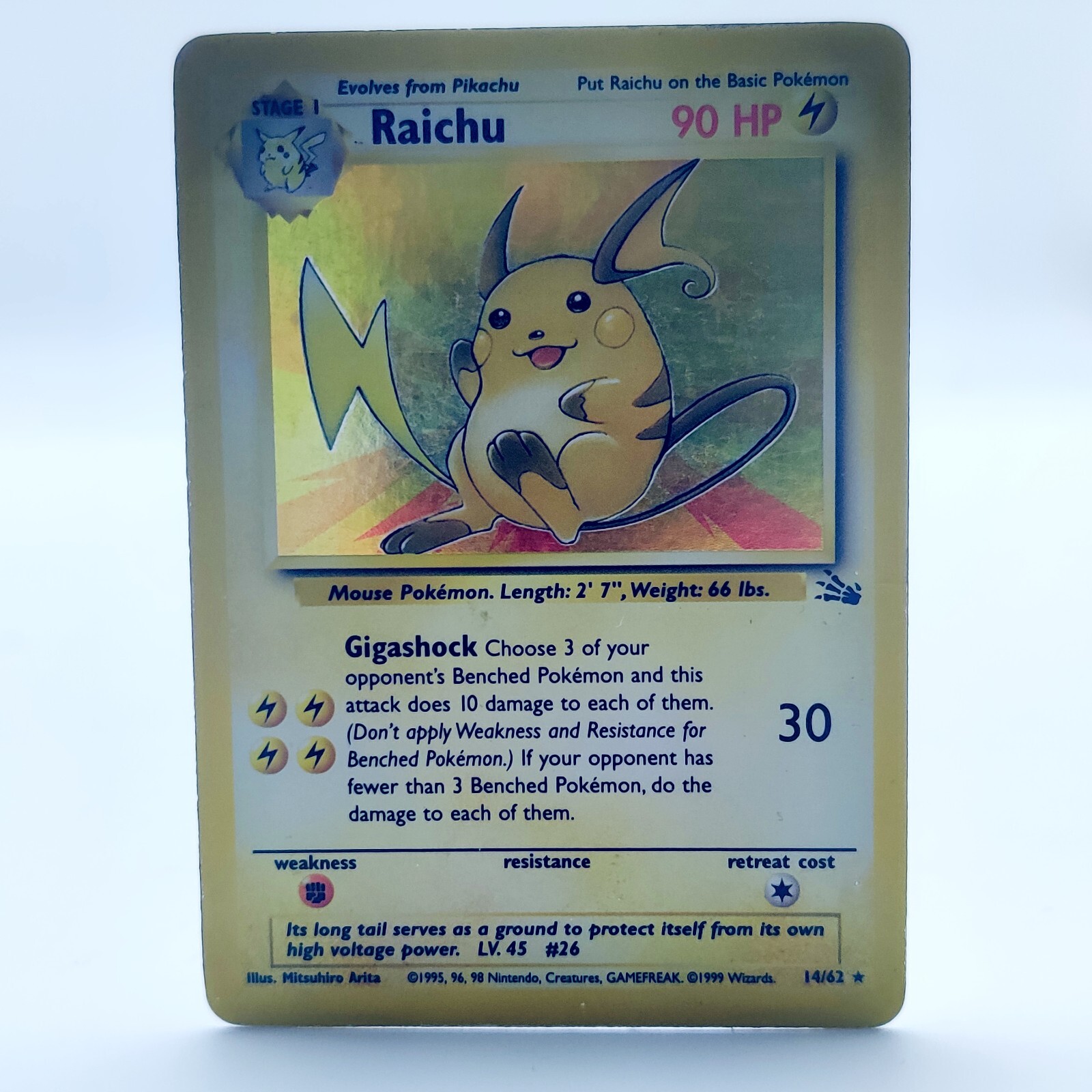 Pokemon TCG Karte - Raichu 14/62 Holo Fossil Deutsch