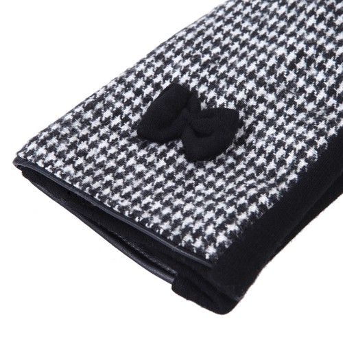 Premium Women's Winter Houndstooth Thermal Gloves with Bow - Diff Colors - Picture 4 of 13