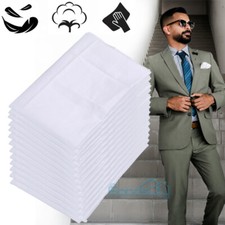 1-20X White Cotton Men Handkerchiefs Hanky Pocket Square Hankie Lot Set Vintage