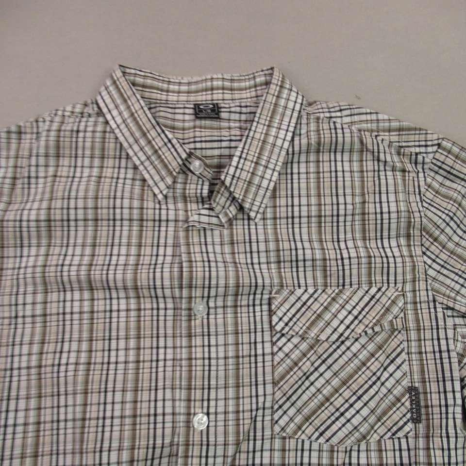 Oakley 衬衫男式大号短袖格子纽扣前口袋户外 — 第 2/4 张图片