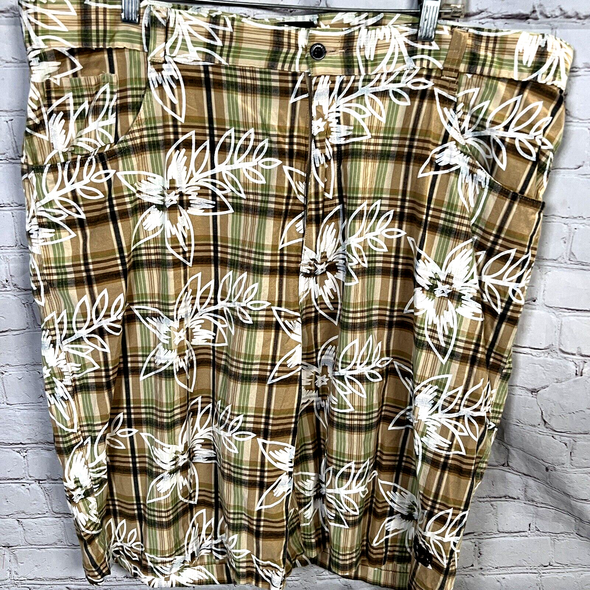 Phat Farm Classics Designer Mens Size 42 Plaid tropical Shorts | eBay