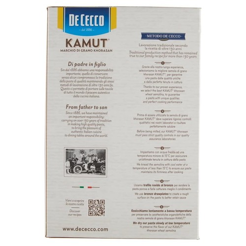 12x De Cecco Pasta Mezze Maniche Rigate N.136 Kamut Marke Khorasan-Weizen 500g - Bild 4 von 6