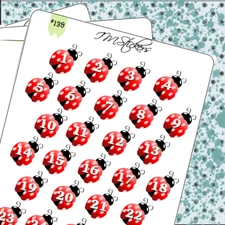 CUTE Date Covers Ladybug Lovers Hand Drawn Planner Stickers Organizer Journal
