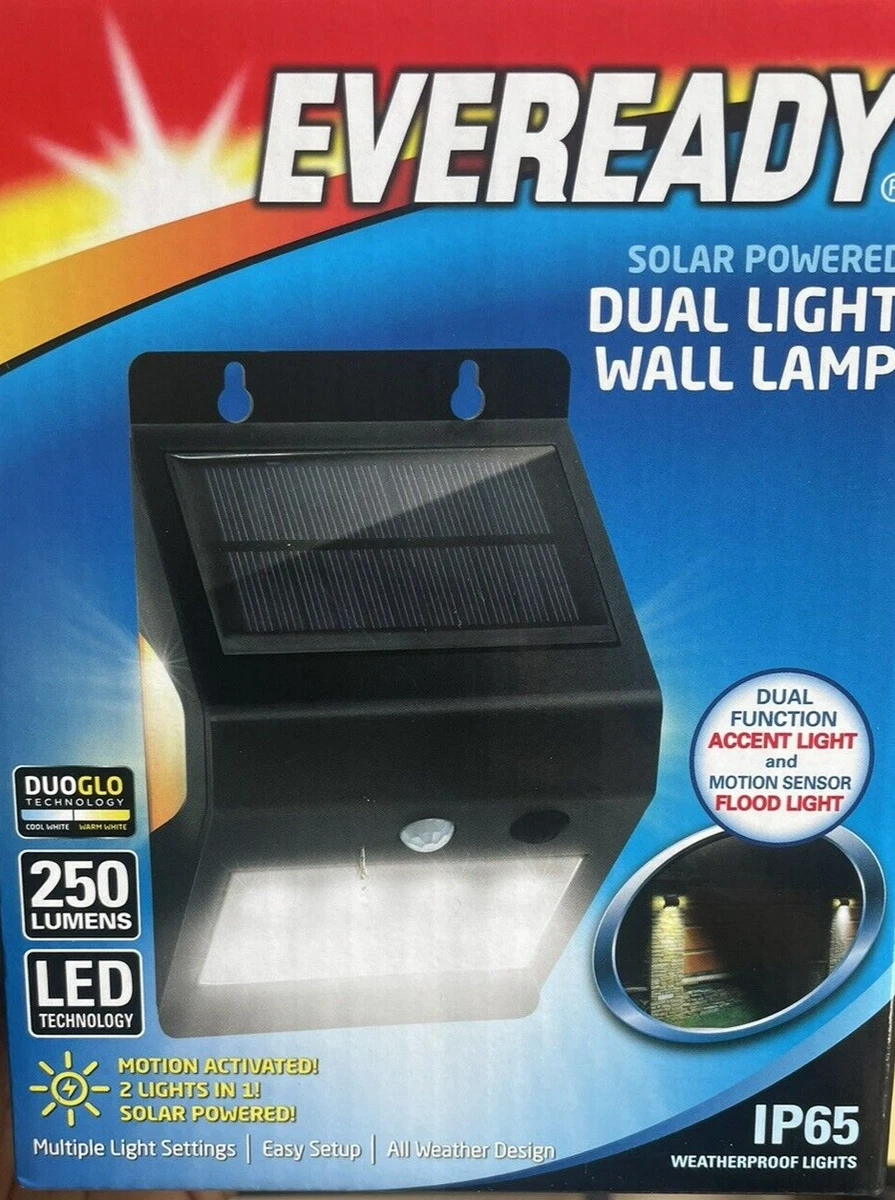 EVEREADY Solar Powered LED Dual Light Wall Lamp 250LM Motion