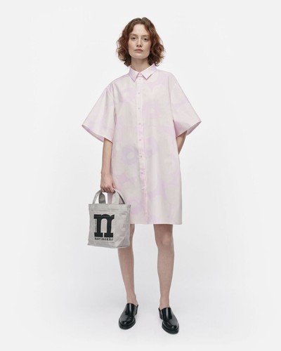 Marimekko Monoliitti Unikko 100% Cotton Poplin Dress Pink Poppy Sz 34 (Sz 4) NEW - Picture 2 of 5