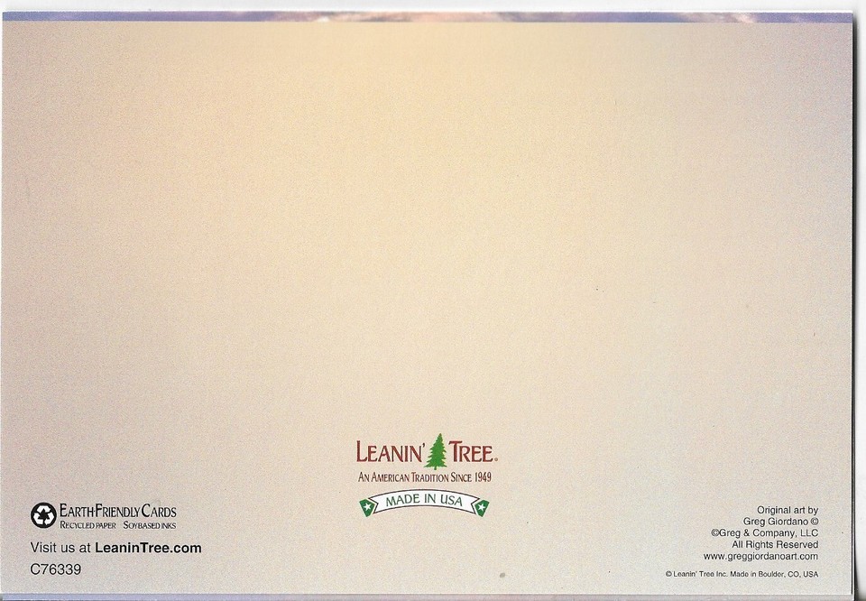 NEW LEANIN' TREE Christmas Card 4.75x6.75 Red Covered Bridge White ...