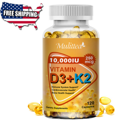 Vitamin K2 (MK-7) 250 MCG with D3 10,000 IU Supplement for Heart and Bone Health