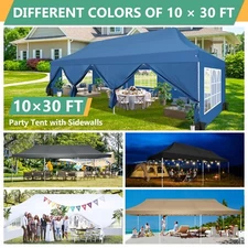 Pop up Canopy 10x30ft Outdoor Gazebo Waterproof UPF50+ Heavy Duty Event Tent
