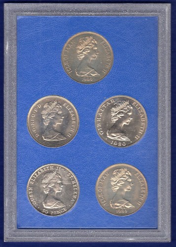 Royal Family 5x Crown Set, IOM, Gibraltar, St Helena, GB (Ref. t5560) - Picture 4 of 4