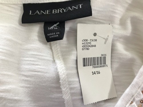 LANE BRYANT Ivory Lace Sequin Fringe Tee Top Size 14/16 NWT Off White Shirt - Picture 5 of 6
