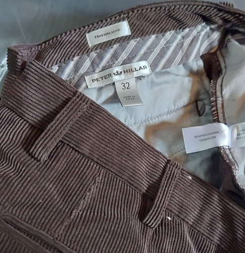 PETER MILLAR NANOLUXE MEN'S BROWN POLYESTER-NYLON FLAT FRONT PANTS SIZE 32 X 36 - Picture 10 of 12
