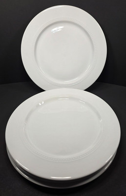 Threshold Bead Band Porcelain Dinner Plates 11  White by Target Set 4