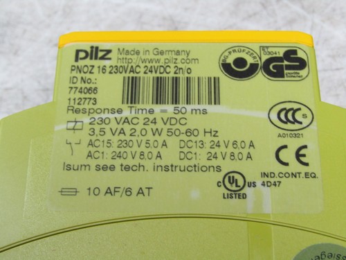 💥PILZ PNOZ 16 SAFETY RELAY 230 VAC 24 VDC 2N/O 774066 - Picture 7 of 8