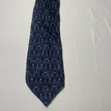 Hill & Archer Silk Tie Men’s Navy Blue Geometric Designer Classic Tie
