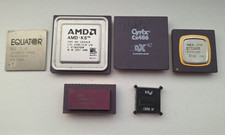 CPU Intel 386 Cyrix 486 AMD K6 200 NEC EQUATOR vintage per rottami ORO DANNEGGIATO