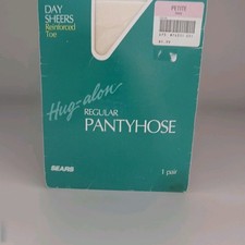 Vintage Sears Hug Alon Pantyhose Day Sheers Ivory Petite Reinforced Toe