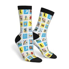 Trendy Novelty Socks, Fun Crazy Crew Socks Cool Casual Dress Fun Mexican Cards