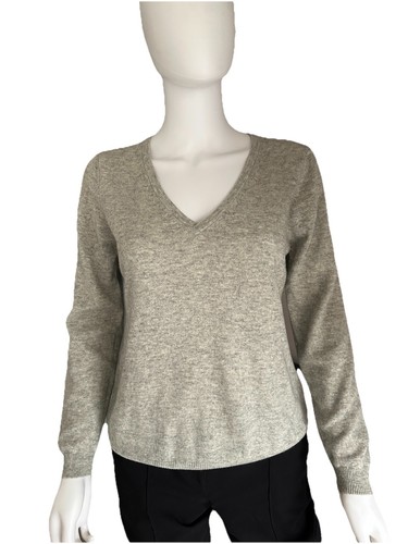 Tu Women Grey %100 Cashmere V Neck Jumper Size 12