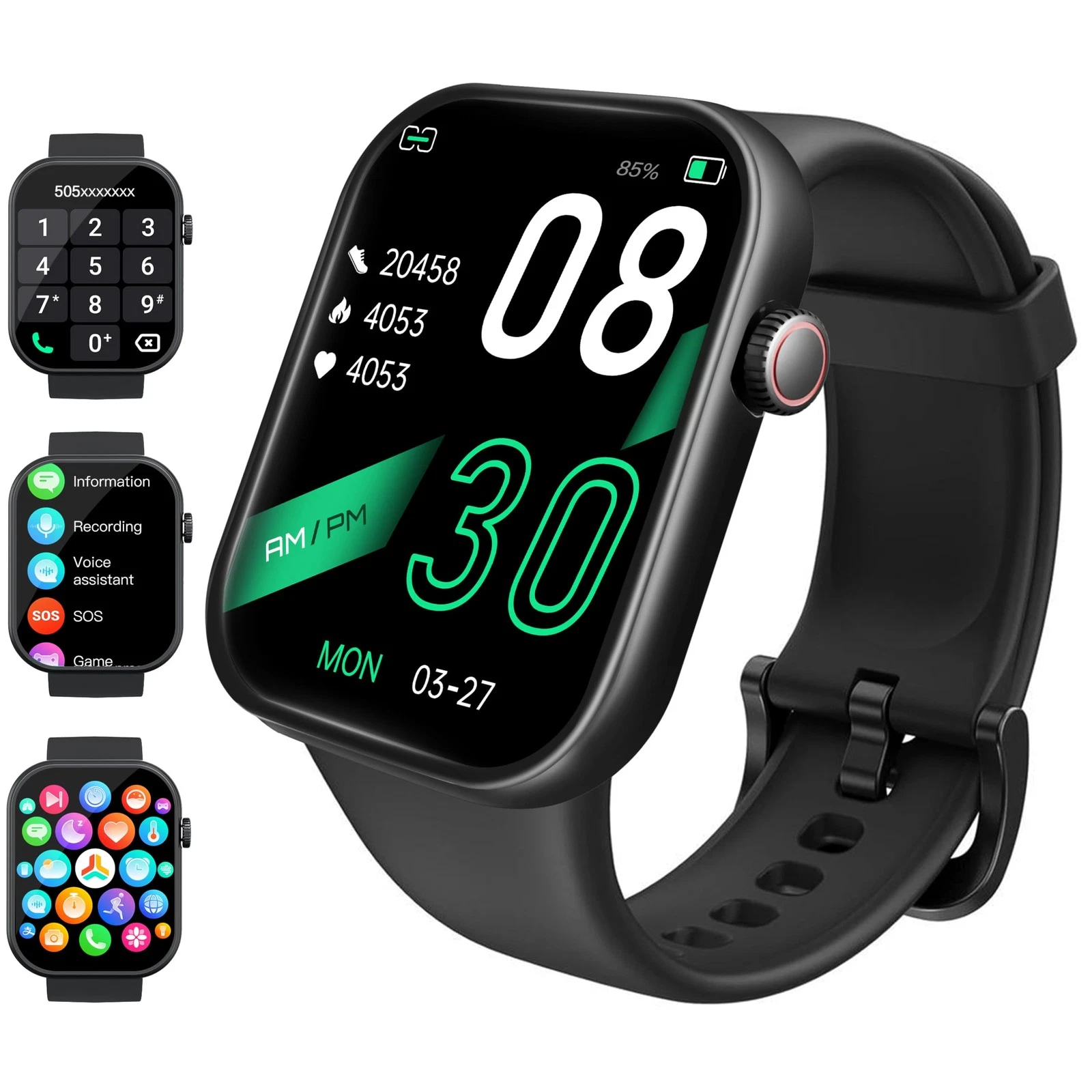 Smart Watch 2.01" HD Display Bluetooth Call, 110+ Sports Modes - Fitness