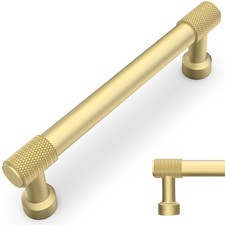 10 PCS 5 Inch 128mm Brushed Gold Kitchen Cabinet Handles Knurled Drawer Pulls