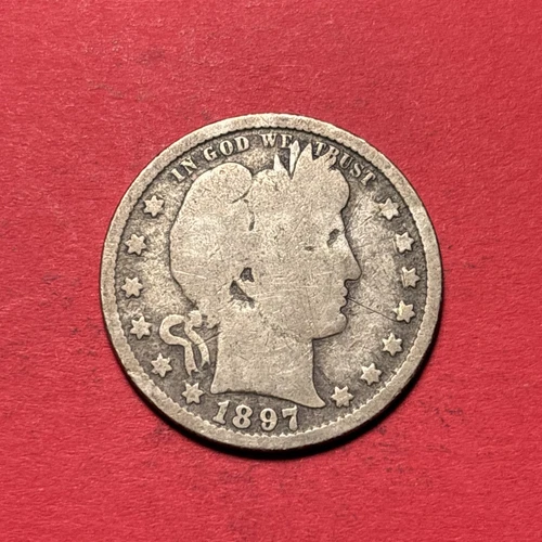 (1) Beautiful Anrique 1897-S Barber Quarter G-GOOD KEY DATE NICE FILLER