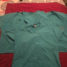 Cherokee Workwear Solid Teal One Pocket Scrub Top Size M Lot Of 3