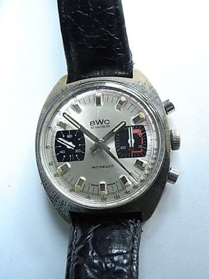 Vintage Herren Armbanduhr Chronograph BWC Swiss  Valjoux 7733 Handaufzug läuft