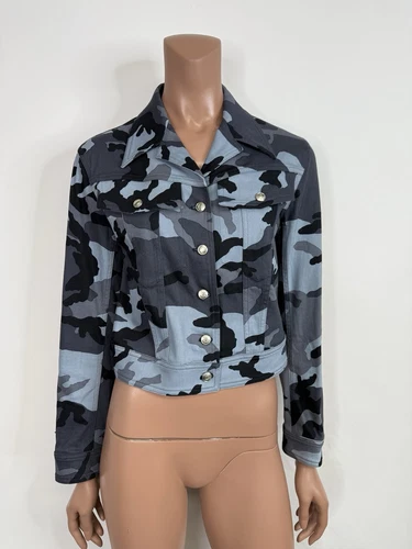 Giacca mimetica blu vintage Christian Dior di John Galliano FR36 US4