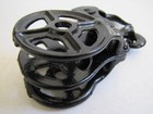 Antique Hanging Cast Iron Black Painted Movable Double Pulleys Vintage Lot of 2  — photo 8