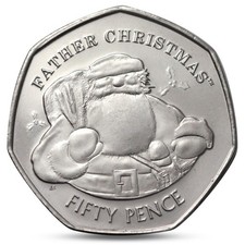 GIBRALTAR 50 PENCE FATHER CHRISTMAS SANTA CLAUS 2018 UNC
