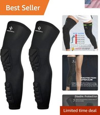 Black Padded Knee Calf Sleeves - 2 Pack Compression Support for Young Athletes