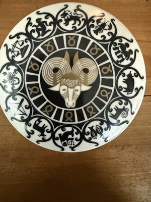 Vintage Arabia Finland Jewelry/Trinket Container Box, Zodiac by Raija Uosikkinen