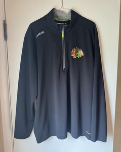Reebok Chicago Blackhawks NHL Center Ice PlayDry 1/4 Zip Jacket XL Black