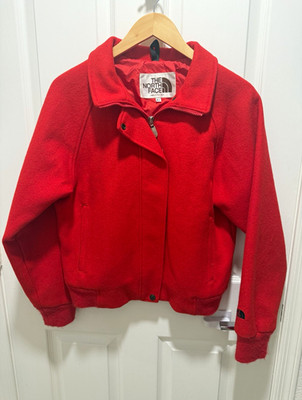 The North Face Women s Red Wool Full Zip Lined Jacket w/ Pockets Size W-L