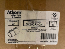 6 PACK Konkore SK300RKON 3" EMT Steel Set Screw Coupling For Steel Conduit