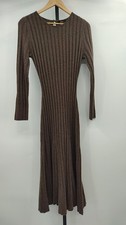 Quince Women Mongolian Cashmere Wide-Rib Midi Dress Brown M
