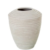 DRW Tischvase, Keramik, Beige, Sand, Gewellt, 30 X 30 X 35 Cm