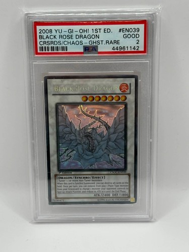 2008 YuGiOh! Black Rose Dragon CSOC-EN039 Ghost Rare 1st Edition PSA 2 GOOD