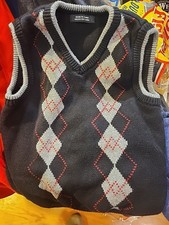 Childrens Place Size 6 Boys Black V-neck Argyle Sweater Vest