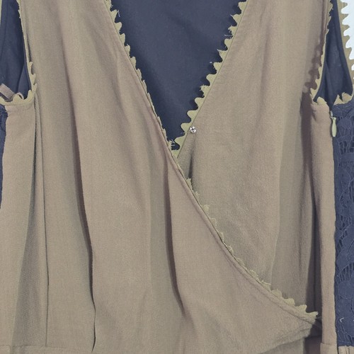 Anthropologie Leifsdottir Jumpsuit Sani Spitze olivgrün ärmellos V-Ausschnitt 10 - Bild 8 von 22