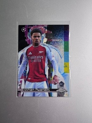 2024-25 Topps Chrome UCC Ethan Nwaneri White Noise SSP Rookie RC Arsenal