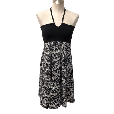 Prana Halter Sundress Womens Small Black Gray Floral Beachy Resortwear Going Out