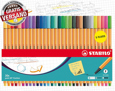 Fineliner - Point 88-30Er Pack Inkl. 5 Neonfarben - Sonderetui    
